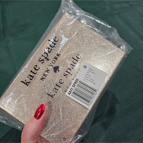 NIB Kate Spade Medium Boxed Glitter Compact Bifold Wallet in Black - Picture 15 of 15